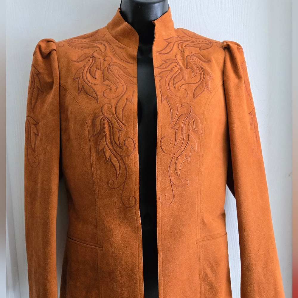 ⭐️ Host Pick⭐️ Suede Leather Embroidered Luxe Jacket |Hong Kong Inspired - Picture 11 of 13